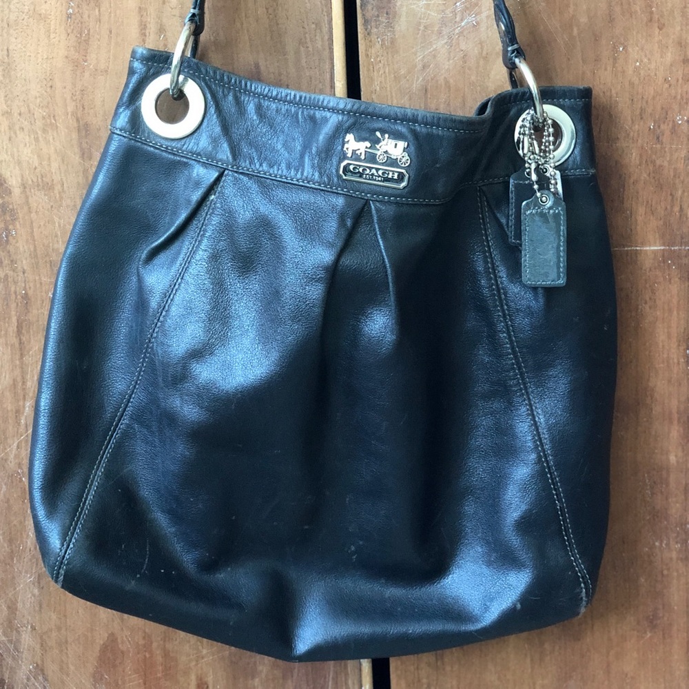 Black leather Coach purse